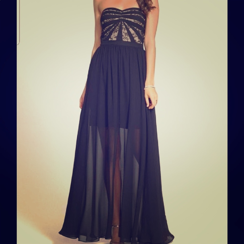 Aidan Mattox Strapless Black and Nude